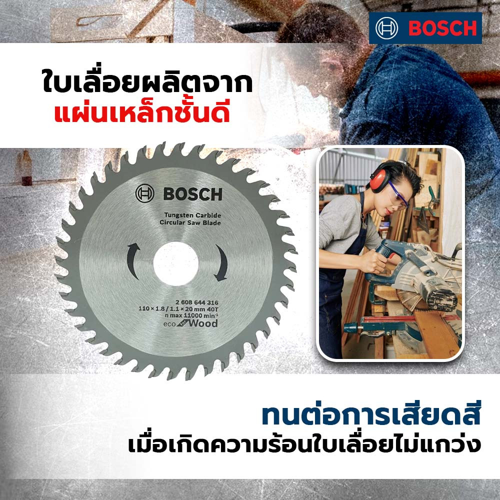 BOSCH ใบเลื่อยวงเดือน Eco ตัดไม้ 4  40T