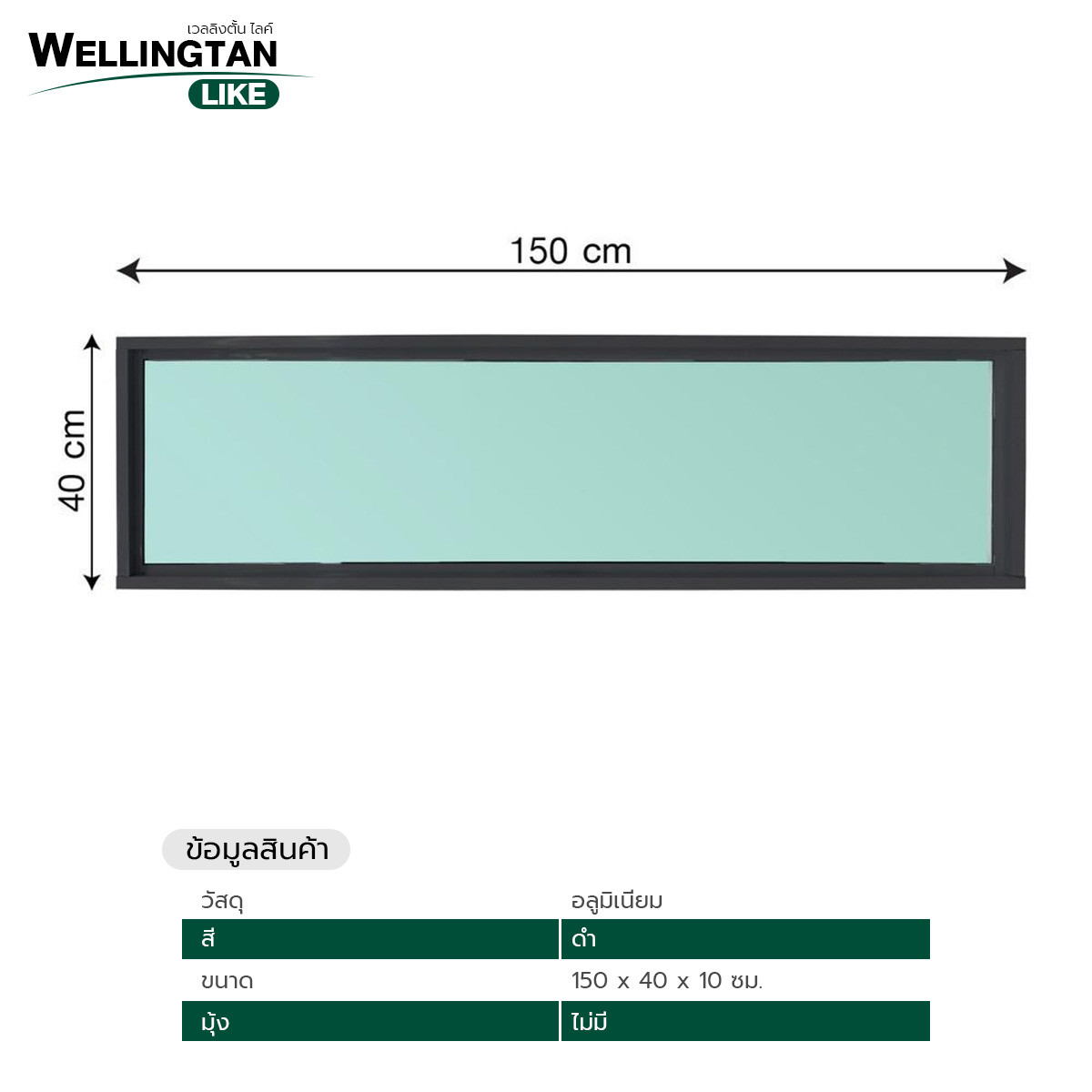 WELLINGTAN (LIKE) ช่องแสงอะลูมิเนียม 150 x 40 ซม. สีดำ