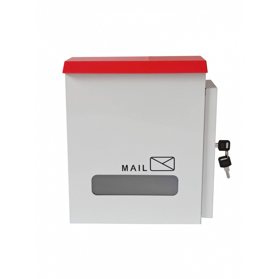 PROTX ตู้จดหมายเหล็ก พร้อมกุญแจ ขนาด 25x30x10ซม. HF301 สีขาว-แดง