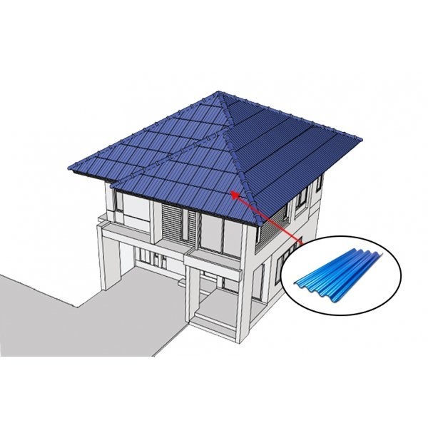 โอฬาร กระเบื้องหลังคา 4ลอน 0.5x50x150 ซม. สีประกายสมุทร