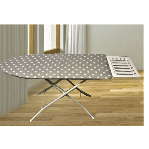 SAKU โต๊ะรีดผ้ายืนรีด ขนาด35x123x80ซม.ปรับความสูง 6ระดับ จัมโบ้ โครงไม้อัด สีเทาอ่อน