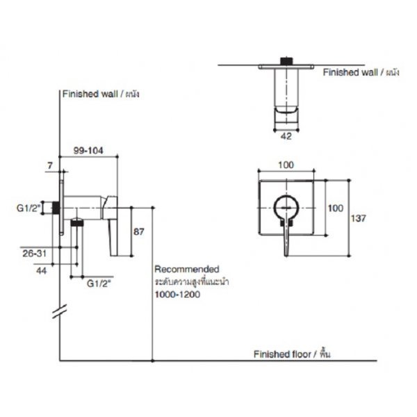 Kohler วาล์วเปิด-ปิดน้ำเย็นแบบก้านโยก รุ่นทอธ K-24574X-4ACD-CP