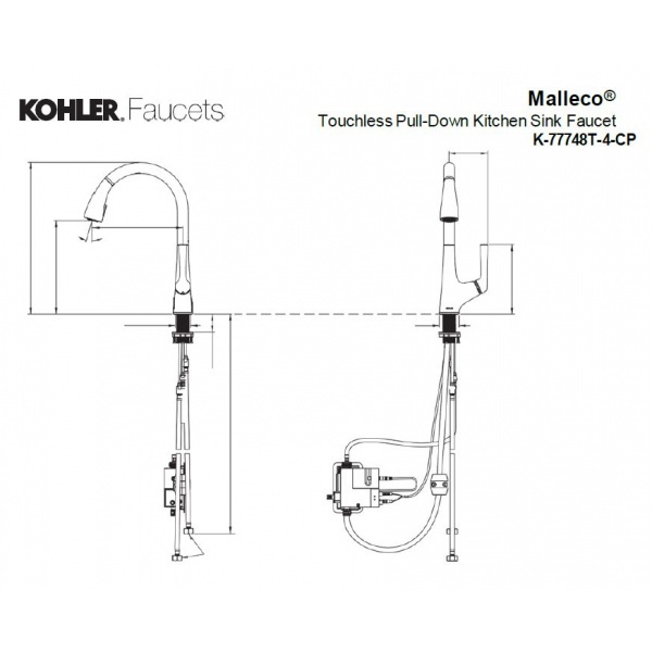 KOHLER ก๊อกผสมอ่างล้างจานเซ็นเซอร์ รุ่นมาเลโค K-77748T-4-CP