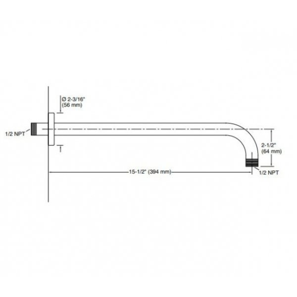 KOHLER ก้านฝักบัวติดผนัง 1 ระดับ ยาว 16นิ้ว รุ่น K-26322T-2MB