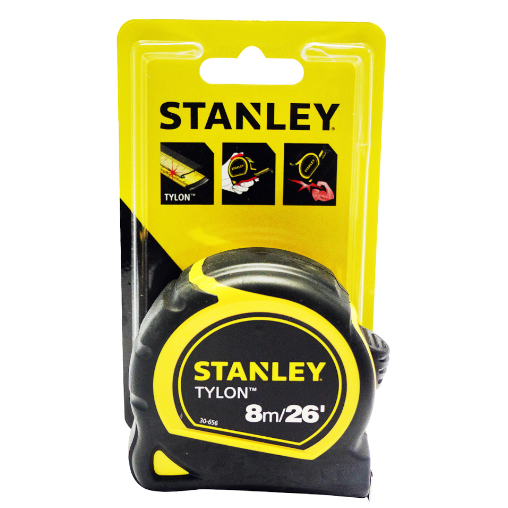 STANLEY ตลับเมตร หุ้มยาง 8เมตร รุ่น TYLONTAPE