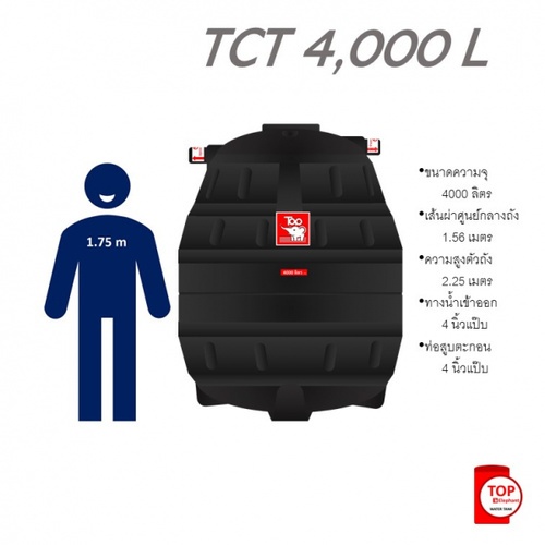 TOP ถังบำบัดน้ำเสีย 4000L รุ่น TCT-4000L รับประกัน 1 ปี