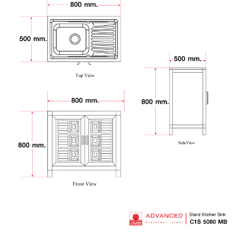 ADVANCED ตู้พร้อมซิงค์ C1S-5080 MB สีขาว