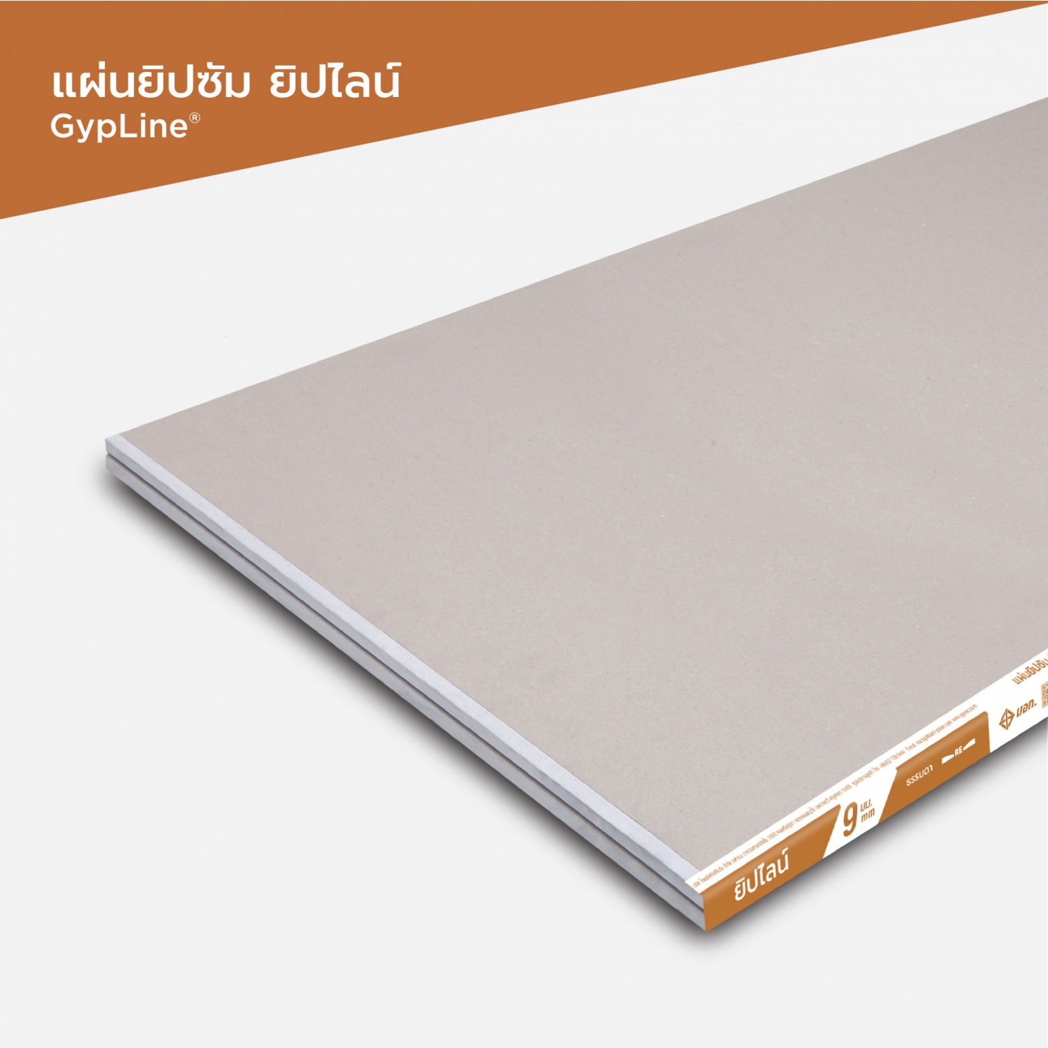 ยิปไลน์ ยิปซั่มบอร์ด ชนิดธรรมดา 9มม.x120x240 ซม. ขอบลาด