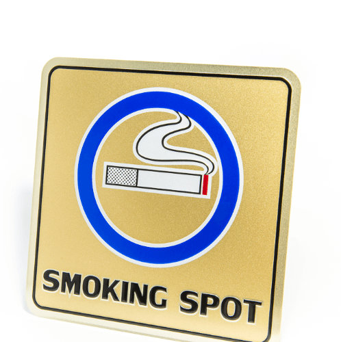 ป้ายอลูฯ SGB9101-79(SMOKING SPOT สีทอง ขนาด 15x15 ซม.)