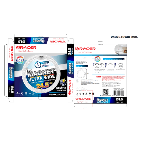 Racer หลอดไฟแอลอีดี แม็กเนท อัลตร้าไวด์ 24.5W แสงขาว