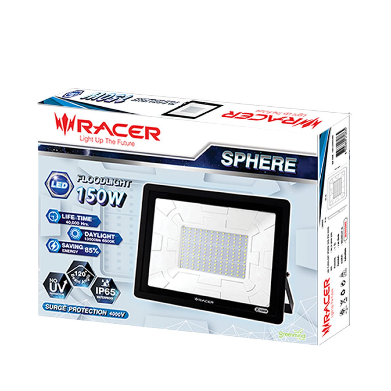 RACER โคมไฟสปอร์ตไลท์ LED 150W 6500K IP65 รุ่น SPHERE แสงเดย์ไลท์