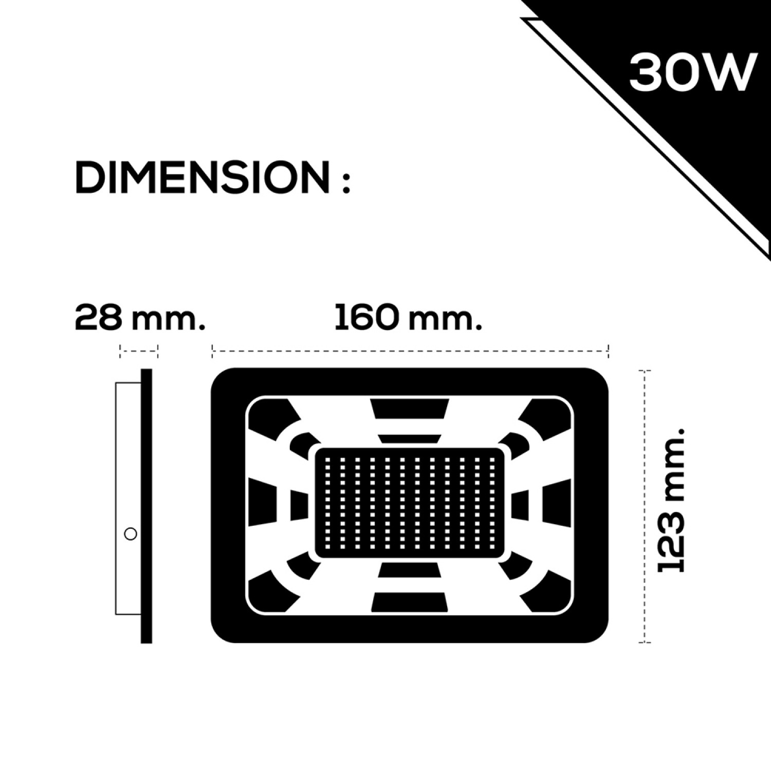 RACER โคมไฟสปอร์ตไลท์ LED 30W 6500K IP65 รุ่น SPHERE แสงเดย์ไลท์