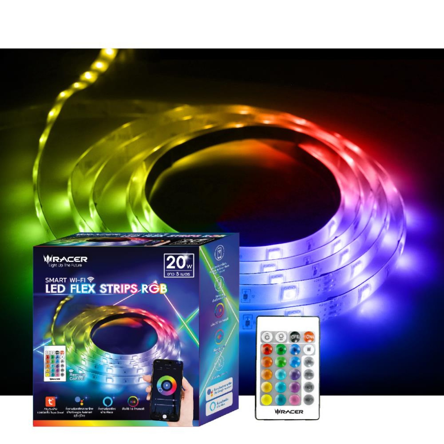 RACER ไฟเส้น SMART WI-FI LED FLEX STRIPS RGB 20W 5M