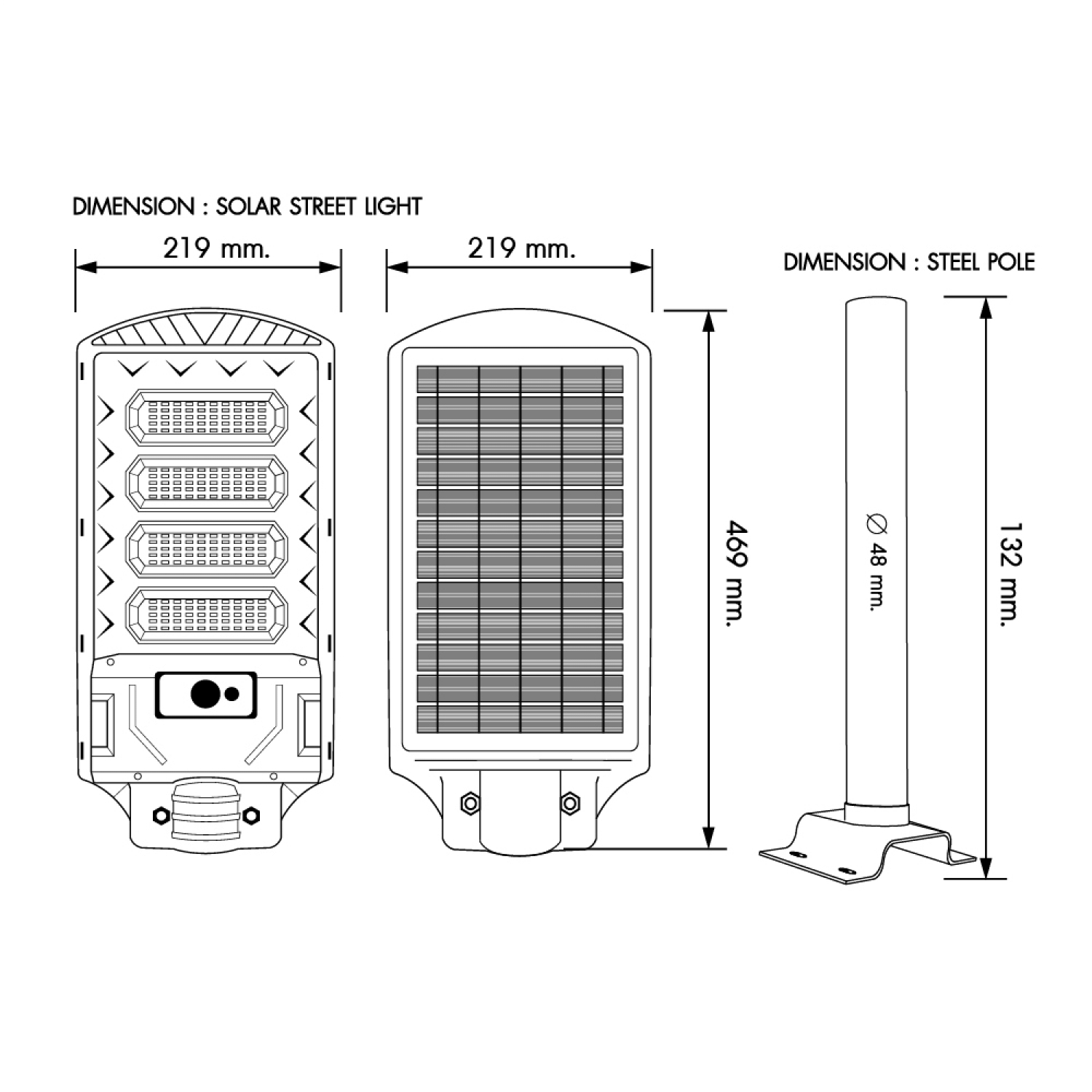 RACER โคมไฟถนนโซลาร์เซลล์ LED 160W 6500K รุ่น MULTI BRIGHT แสงเดย์ไลท์