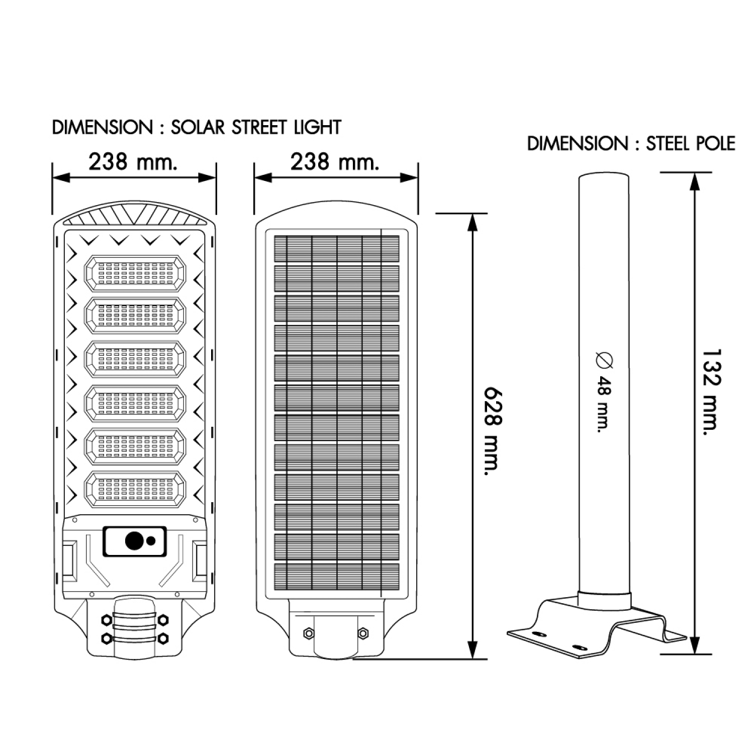 RACER โคมไฟถนนโซลาร์เซลล์ LED 300W 6500K รุ่น MULTI BRIGHT แสงเดย์ไลท์