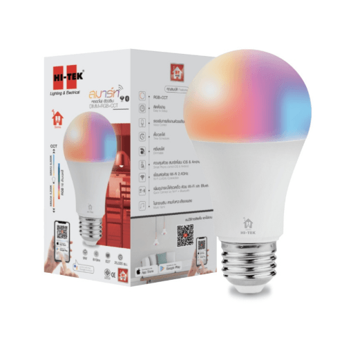 HI-TEK หลอดไฟ SMART  LED BULB 9W เปลี่ยนแสงได้ WIFI+BT แสงRGB