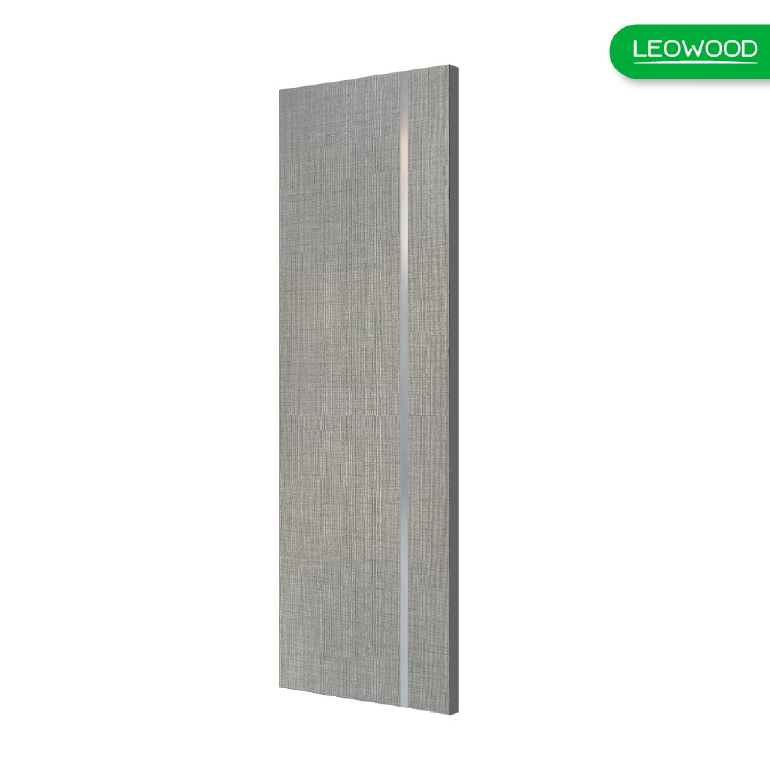 LEOWOOD ประตู iDoor Premium Metal Line เส้นกลาง/สีเงิน 1 เส้น สี Platinum Grey ขนาด 90x200ซม.