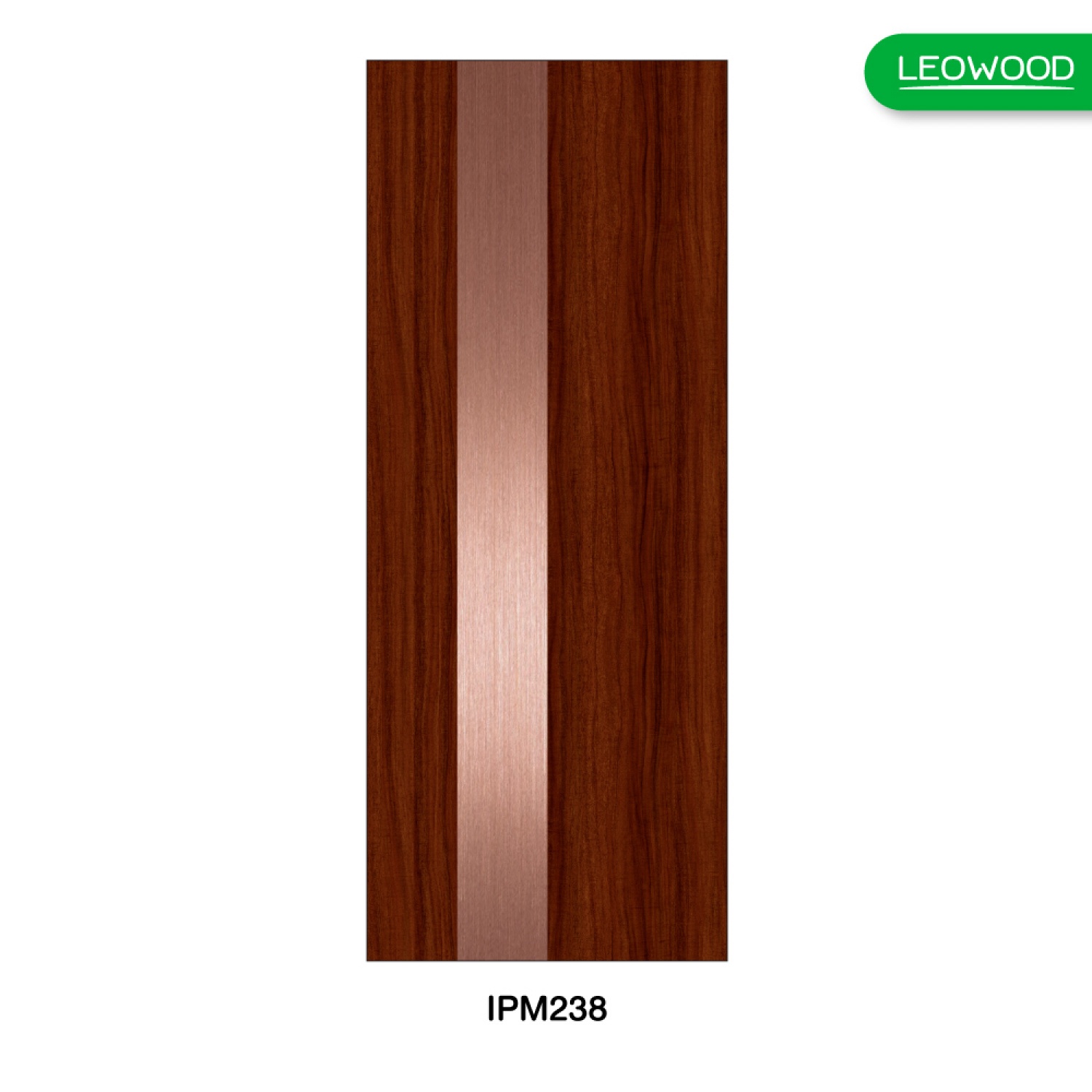 Leowood ประตู iDoor Premium Metal Line เส้นใหญ่/สีทองแดง 1 เส้น  ขนาด 3.5x80x200 ซม. สี Mahogany