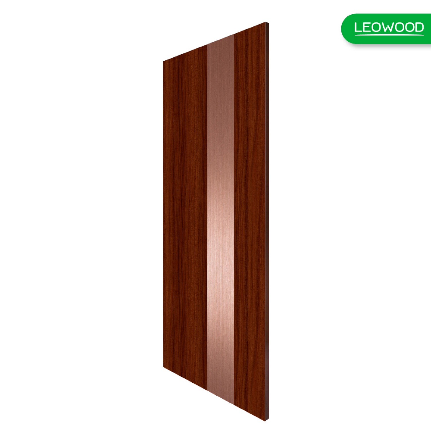 Leowood ประตู iDoor Premium Metal Line เส้นใหญ่/สีทองแดง 1 เส้น  ขนาด 3.5x80x200 ซม. สี Mahogany