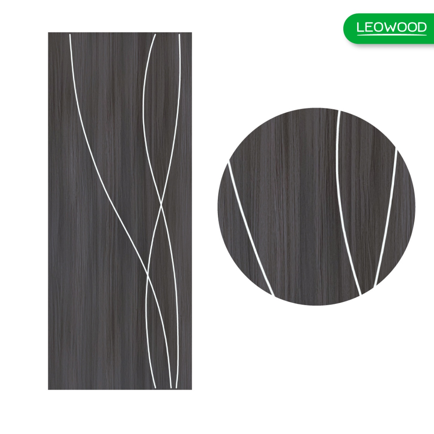 LEOWOOD ประตู UPVC ทนน้ำ ทนปลวก สี Cenerio Oak ลาย G4 ขนาด 80x200 ซ.ม