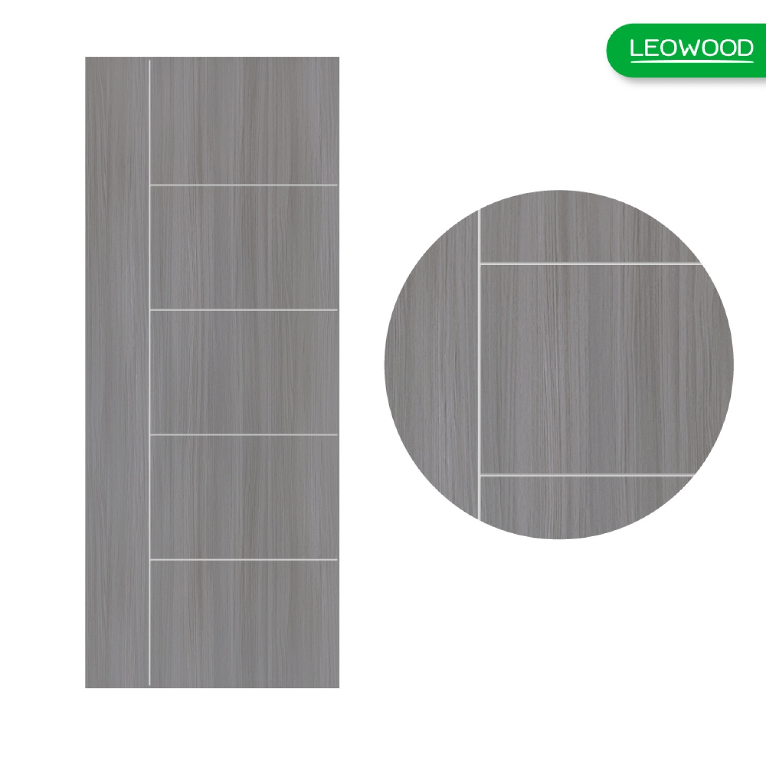 LEOWOOD ประตู UPVC ทนน้ำ ทนปลวก สี Light Gray ลาย 04 ขนาด 80x200 ซ.ม