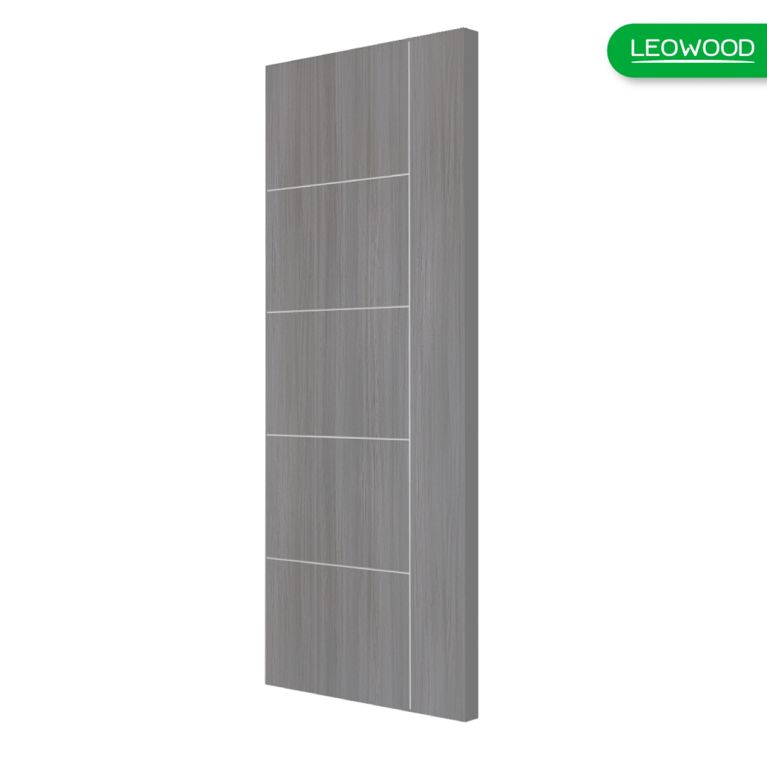 LEOWOOD ประตู UPVC ทนน้ำ ทนปลวก สี Light Gray ลาย 04 ขนาด 80x200 ซ.ม