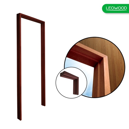 LEOWOOD วงกบประตูไม้ ไม้เนื้อแข็งรวม DURA FRAME (FJL) 70x200ซม. ย้อมแดง