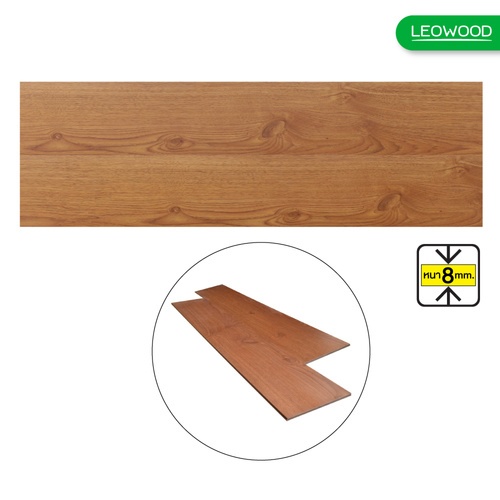 LEOWOOD พื้นไม้ลามิเนต หนา 8 มม. สี Natural Oak 8x198x1210 มม. (12P) (2.87ตร.ม./กล่อง)