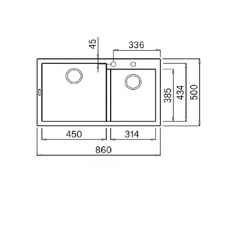 MEX METRIX อ่างล้างจานแกรนิต 2 หลุมไม่มีที่พัก  รุ่น NES20BL