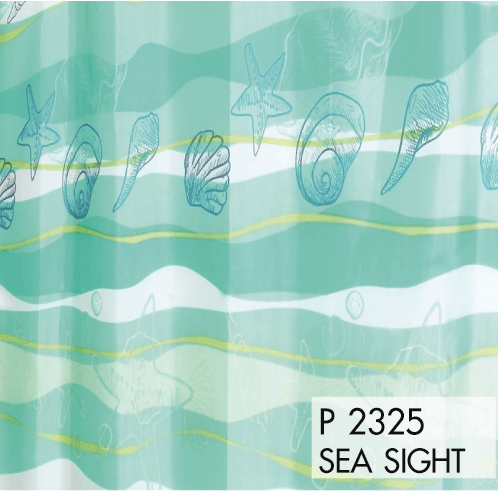 WSP ม่านห้องน้ำโพลีเอสเตอร์ ลายหอย รุ่น SCP-23/P2321 ขนาด 180x180 ซม. สีเขียว