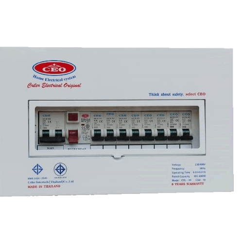 CEO เครื่องตัดไฟฟ้าอัตโนมัติ 8 ช่อง 63A กันดูด