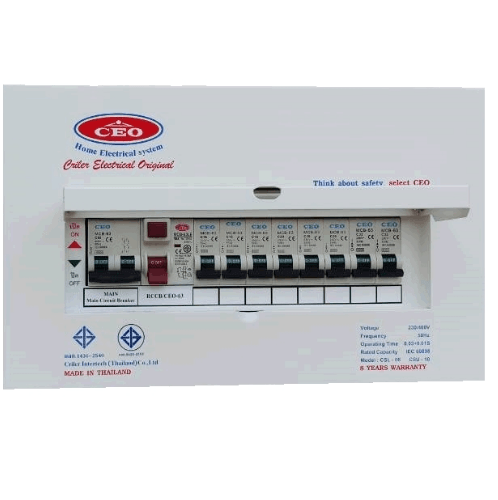 CEO เครื่องตัดไฟฟ้าอัตโนมัติ 8 ช่อง 63A กันดูด