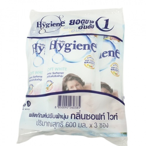 HYGIENE น้ำยาปรับผ้านุ่ม ไฮยีน ขนาด 500 มล.(3ถุง/แพ็ค) สีขาว