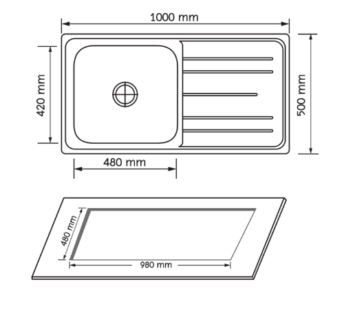 AXIA อ่างล้างจาน 1 หลุม 1 ที่พัก รุ่น PP 10050