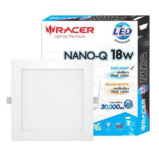 RACER โคมดาวน์ไลท์ LED แบบฝังฝ้าหน้าเหลี่ยม 18W รุ่น NANO-Q แสงเดย์ไลท์