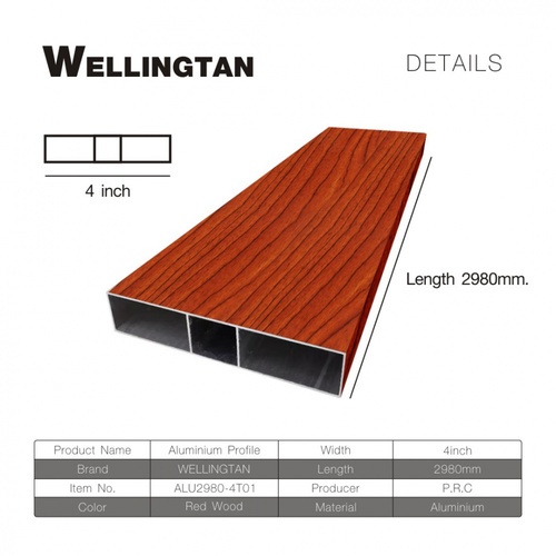 WELLINGTAN อะลูมิเนียมโปรไฟล์ ALU2980-4T01 4”x 298ซม. Red Wood