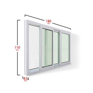 RAKANGTHONG หน้าต่างบานเลื่อนUPVC 3ช่อง 180x110 cm. สีขาว