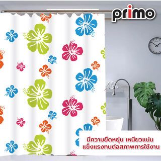 Primo ผ้าม่านห้องน้ำ PEVA ลายดอกไม้ รุ่น DF002 ขนาด 180x180 ซม. สีเขียว