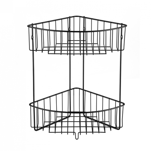 Iris ตะแกรงชั้นวางของอเนกประสงค์เข้ามุม 2 ชั้น รุ่น แมมบา PQS-TQ-211 ขนาด 33x24x39 ซม.สีดำ