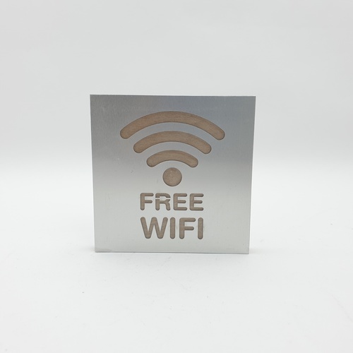 ป้ายอลูฯประกบไม้ CSWSS-006 FREE WIFI ขนาด9x9ซม.