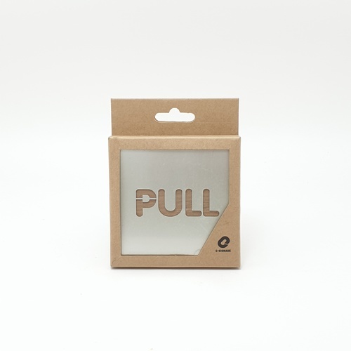 ป้ายอลูฯประกบไม้ CSWSS-002 PULL ขนาด 9x9ซม. สีเงิน