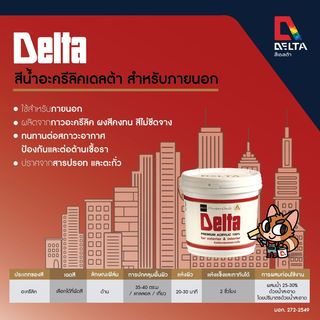 Delta สีน้ำอะครีลิค ทาภายนอก ด้าน เบส E 9 ลิตร