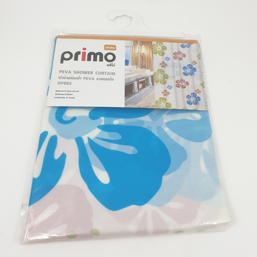 Primo ผ้าม่านห้องน้ำ PEVA ลายดอกไม้ รุ่น DF002 ขนาด 180x180 ซม. สีเขียว