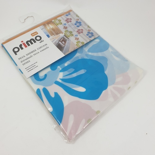 Primo ผ้าม่านห้องน้ำ PEVA ลายดอกไม้ รุ่น DF002 ขนาด 180x180 ซม. สีเขียว