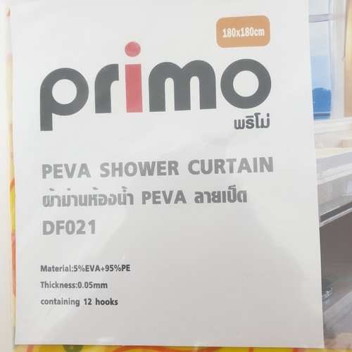 Primo ผ้าม่านห้องน้ำ PEVA ลายเป็ด รุ่น DF021 ขนาด 180x180 ซม. สีเหลือง