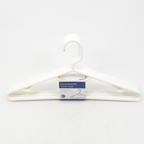 ไม้แขวนผ้าพลาสติก รุ่น EKK002-WH 6ชิ้น/แพ็ค สีขาว