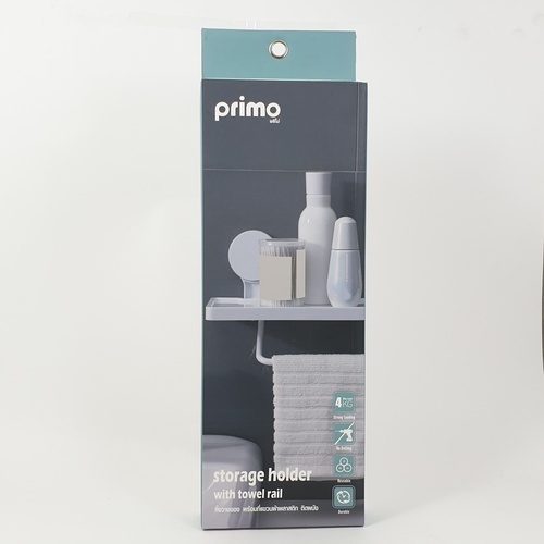 PRIMO หิ้งวางของ พร้อมที่แขวนผ้าพลาสติก ติดผนัง รุ่น BDQ020 ขนาด