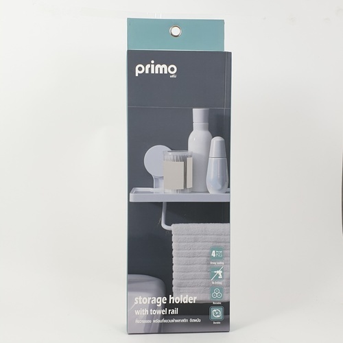 Primo หิ้งวางของ พร้อมที่แขวนผ้าพลาสติก รุ่น BDQ020   สีขาว