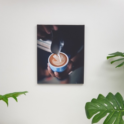 รูปภาพพิมพ์ผ้าใบ Coffee Shop C4050-2 ขนาด 40x50ซม. (ก.xส.) NICE ( รินนมใส่ถ้วยกาแฟ)