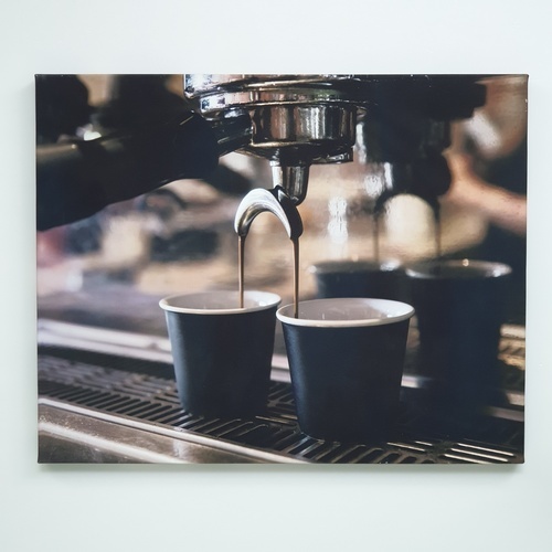 รูปภาพพิมพ์ผ้าใบ Coffee Shop C5040-3 ขนาด 50x40ซม. (ก.xส.) NICE (ชงกาแฟจากเครื่อง)